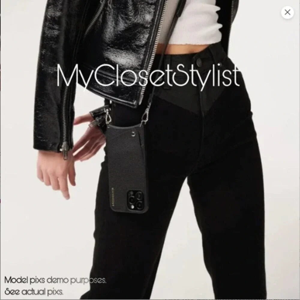 NEW Bandolier Black Leather FOLIO 12& Pro Gold iPhone Crossbody Purse CASE STRAP